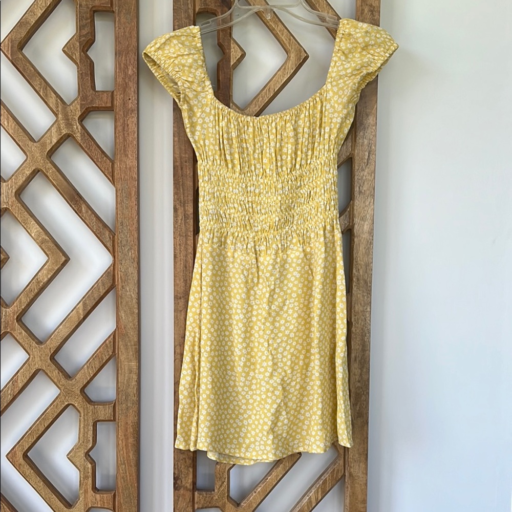With Jean - Yellow Floral Smocked Dress